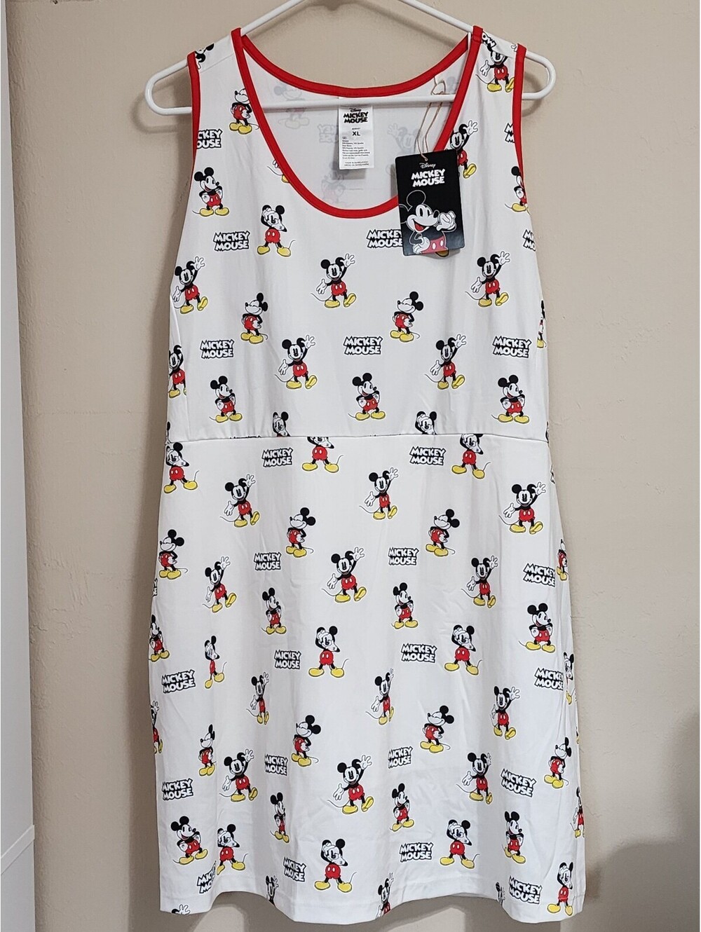 Disney Mickey Mouse Athleisure Skort-dress XL White Red Trim Sleeveless